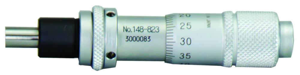 Picture of Mitutoyo 148-823 13-0mm, 0.01mm, Mechanical Micrometer Head, 9.5mm Diameter Plain Stem, Flat Spindle Face, Spindle Lock, Reverse Read