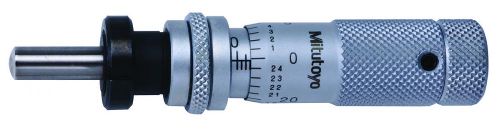 Picture of Mitutoyo 148-852 0-.5 In, .001 In, Mechanical Micrometer Head, .375 In Diameter Stem With Clamp Nut, Spherical (Sr4) Spindle Face, Zero-Adjust Thimble