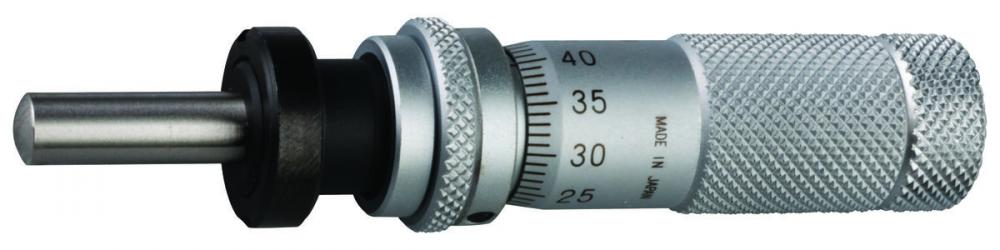 Picture of Mitutoyo 148-854 0-13mm, 0.01mm, Mechanical Micrometer Head, 9.5mm Diameter Stem With Clamp Nut, Spherical (Sr4) Spindle Face, Spindle Lock, Zero-Adjust Thimble