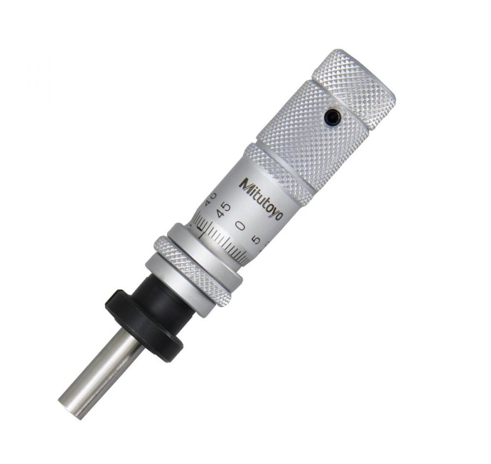 Picture of Mitutoyo 148-864 0-13mm, 0.01mm, Mechanical Micrometer Head, 9.5mm Diameter Stem With Clamp Nut, Spherical (Sr4) Spindle Face, Spindle Lock, Zero-Adjust Thimble, Reverse Read