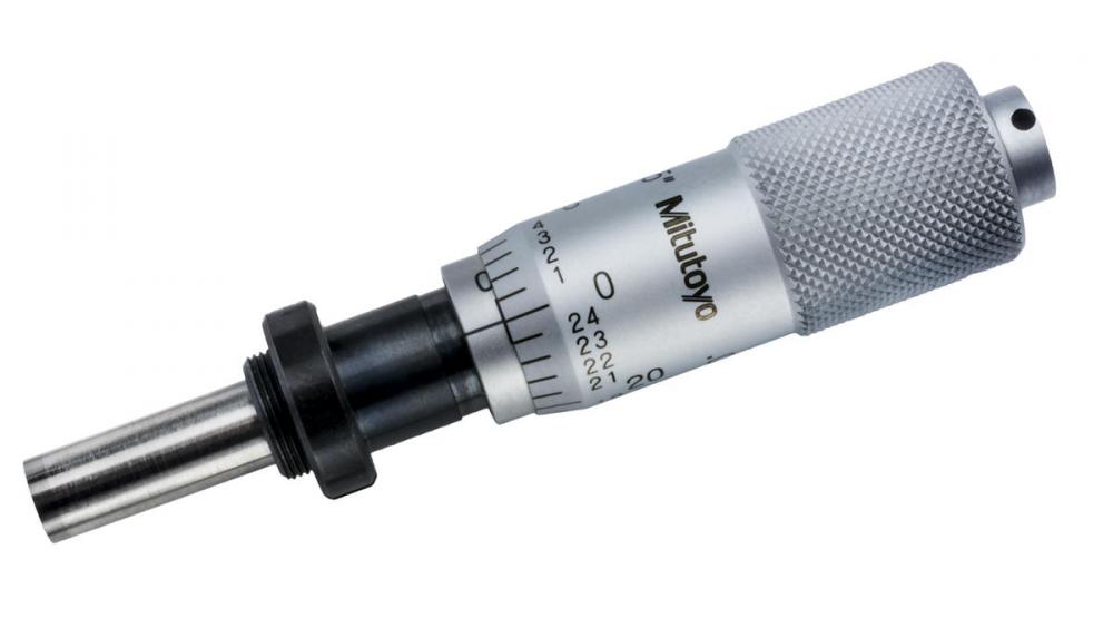 Picture of Mitutoyo 149-147 0-.5 In, .001 In, Mechanical Micrometer Head, .375 In Diameter Stem With Clamp Nut, Flat Carbide Spindle Face