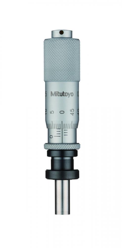 Picture of Mitutoyo 149-184 Micrometer Head, Common Type In Small Size, Carbide-Tipped Spindle, 0-15mm, 2Um Accuracy, 9.5 Stem Diameter, Clamp Nut Stem With Spindle Lock, Flat (Carbide Tip) Spherical Face, Spindle Lock