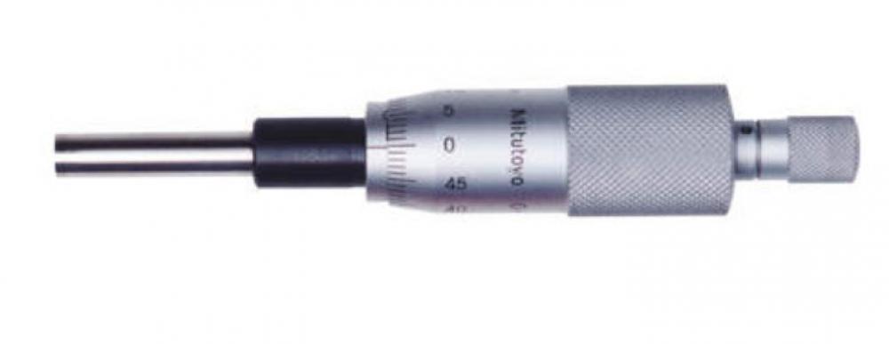 Picture of Mitutoyo 150-192 0-25mm, 0.01mm, Mechanical Micrometer Head, 10mm Diameter Plain Stem, Flat Carbide Tipped Spindle Face
