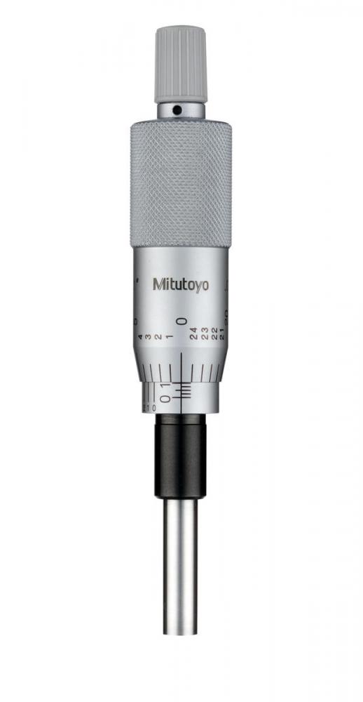 Picture of Mitutoyo 150-206 0-1 In, .001 In, Mechanical Micrometer Head, .375 In Diameter Plain Stem, Flat Carbide Tipped Spindle Face, W/ Vernier (.0001")