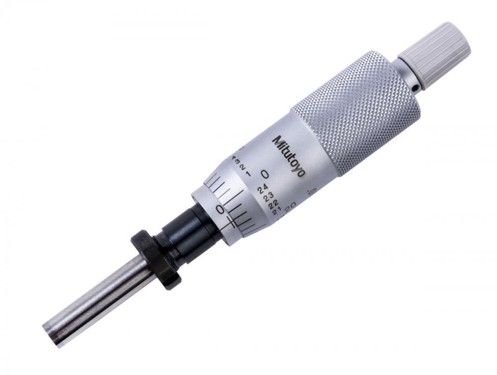 Picture of Mitutoyo 150-207 0-1 In, .001 In, Mechanical Micrometer Head, .375 In Diameter Stem With Clamp Nut, Flat Carbide Tipped Spindle Face