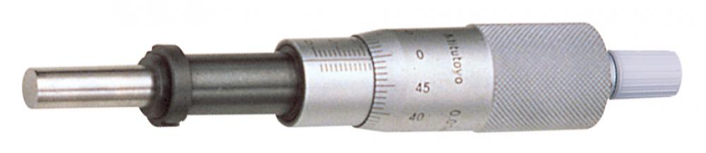 Picture of Mitutoyo 151-223 Micrometer Head, Common Type In Middle Size, 0-1 Inch Range, .0001 Inch Accuracy, .375 Inch Stem Diameter, Clamp Nut Stem, Flat Carbide Tip Spindle Face, Reverse Reading