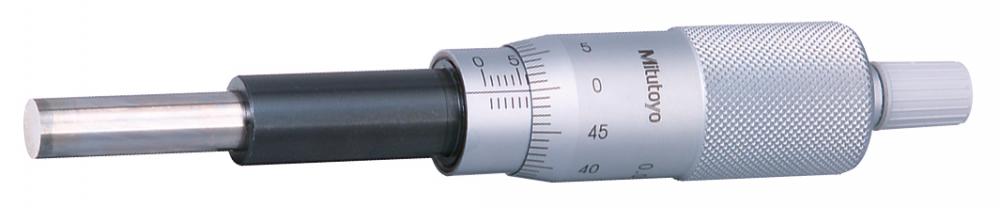 Picture of Mitutoyo 151-224 0-25M, .01mm, Mechanical Micrometer Head, 12mm Diameter Plain Stem, Flat Carbide Tipped Spindle Face