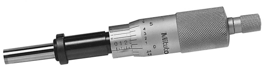 Picture of Mitutoyo 151-237 Micrometer Head, Common Type In Middle Size With 8mm Diameter Spindle, 1Inch Range, .0001In Accuracy, .5 Inches Steam Diameter, With Clamp Nut Stem, Flat Carbide Tip Spindle, With Vernier .0001 Inches