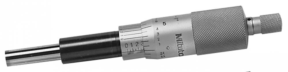 Picture of Mitutoyo 151-238 Micrometer Head, Common Type In Middle Size With 8mm Diameter Spindle, 1Inch Range, .0001In Accuracy, .5 Inches Steam Diameter, With Plain Stem, Flat Carbide Tip Spindle, With Vernier .0001 Inches