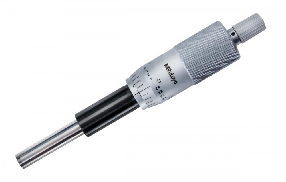 Picture of Mitutoyo 151-240 0-1 In, .001 In, Mechanical Micrometer Head, .5 In Diameter Plain Stem, Flat Carbide Tipped Spindle Face