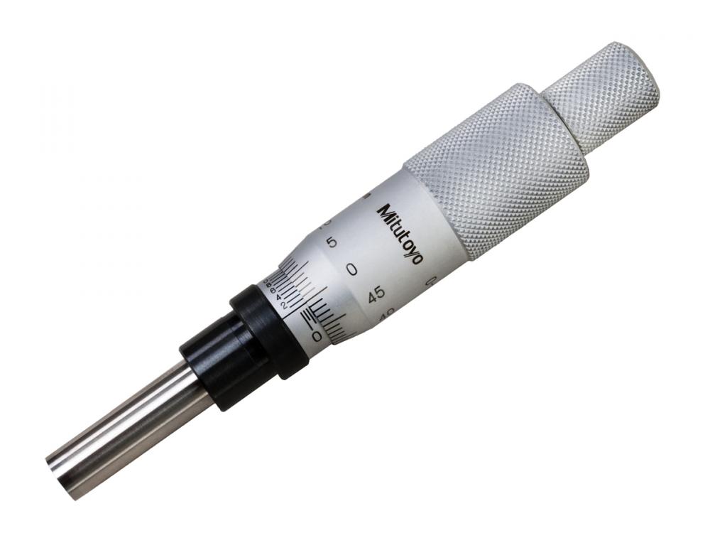 Picture of Mitutoyo 153-204 0-25mm, 0.01mm (0.001mm With Vernier), Mechanical Micrometer Head, 12mm Diameter Plain Stem, Flat Carbide Tipped Spindle Face, Non-Rotating Spindle