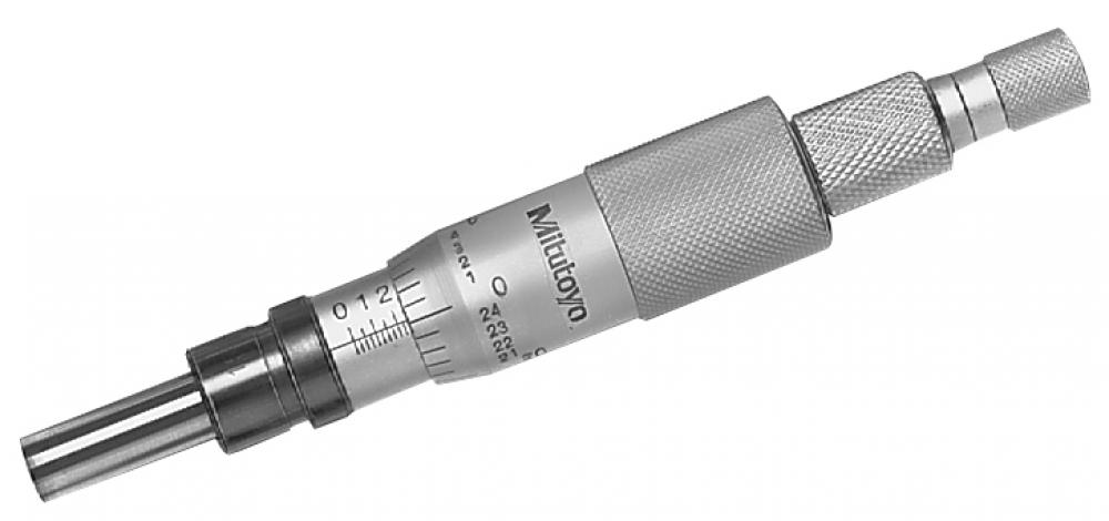 Picture of Mitutoyo 153-205 Micrometer Head Non-Rotating Spindle Type, 0-1 Inch Range, +/-.00015 Inch Accuracy, .5 Inch Stem Diameter, Plain Stem, Flat(Carbide Tip) Spindle Face, Ratchet Stop