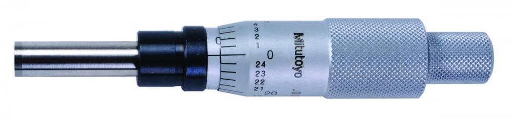 Picture of Mitutoyo 153-207 0-1 In, .001 In, Mechanical Micrometer Head, .5 In Diameter Plain Stem, Flat Carbide Tipped Spindle Face, Non-Rotating Spindle