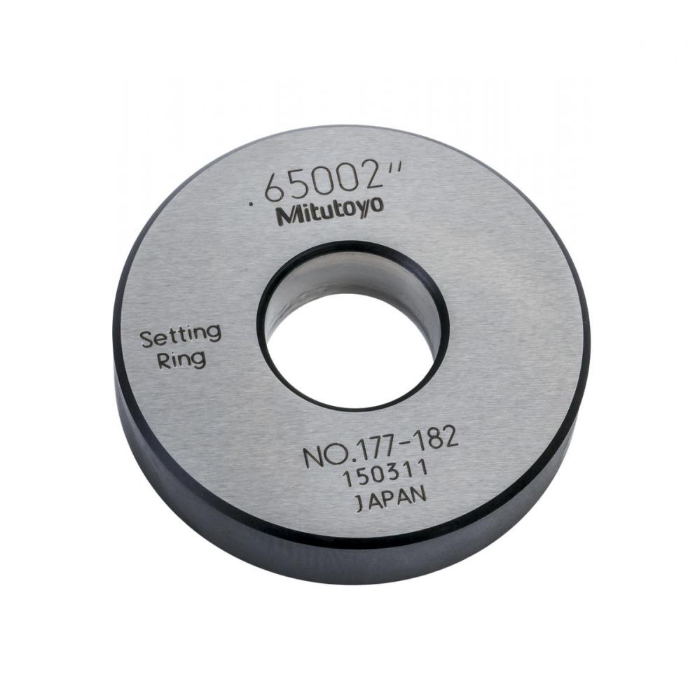 Picture of Mitutoyo 177-182 Setting Ring, For Inside Micrometers, Holtest/Dial Bore Gages, .65In Nominal Diameter, 45mm Diameter, 10mm T, Type A, 1.8mm Distance From Side Face H, 6.4mm Size Of Warranted Cal Surface K