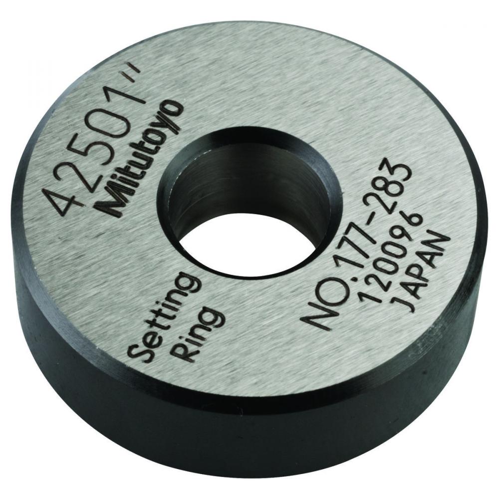 Picture of Mitutoyo 177-283 Setting Ring, For Inside Micrometers, Holtest/Dial Bore Gages, .425In Nominal Diameter, 32mm Diameter, 10mm T, Type A, 1.8mm Distance From Side Face H, 6.4mm Size Of Warranted Cal Surface K