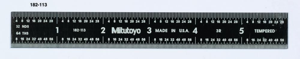 Picture of Mitutoyo 182-113 Steel Rule, 6" Black Chrome Finish Tempered Stainless Steel