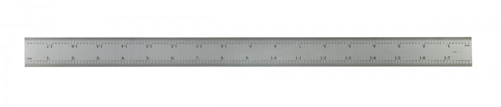 Picture of Mitutoyo 182-143 18 In, 5R Steel Rule, 13/16 In Wide, Rigid, Satin Chrome Finish Tempered Stainless Steel, (1/32, 1/60, 1/10, 1/100)