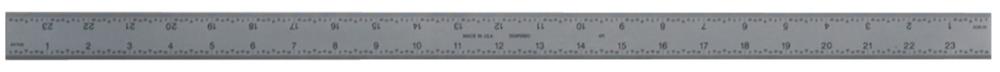 Picture of Mitutoyo 182-161 24 In, 4R Steel Rule, 13/16 In Wide, Rigid, Satin Chrome Finish Tempered Stainless Steel, (1/8, 1/16, 1/32, 1/64)