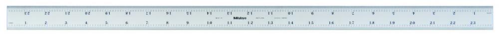 Picture of Mitutoyo 182-165 24 In, 600mm Steel Rule, 13/16 In Wide, Rigid, Satin Chrome Finish Tempered Stainless Steel, (1/32, 1/60, 1mm, 0.5mm)