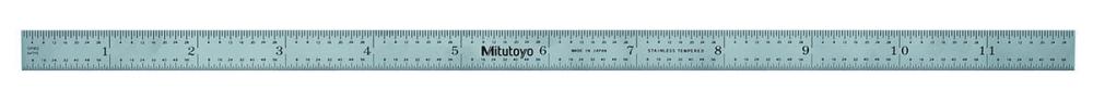 Picture of Mitutoyo 182-223 12 In, 5R Steel Rule, 1/2 In Wide, Flexible, Satin Chrome Finish Tempered Stainless Steel, (1/32, 1/60, 1/10, 1/100)