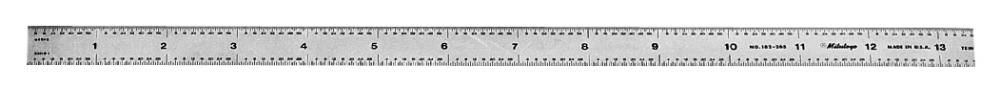 Picture of Mitutoyo 182-265 24 In, 600mm Steel Rule, 3/4 In Wide, Flexible, Satin Chrome Finish Tempered Stainless Steel, (1/32, 1/64, 1mm, 0.5mm)