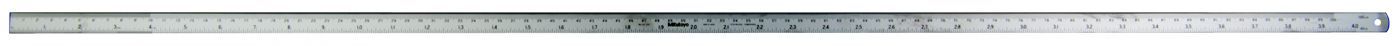 Picture of Mitutoyo 182-309 40 In, 1000mm Steel Rule, 5/8 In Wide, One-Side, Semi-Flexible, Satin Chrome Finish Tempered Stainless Steel, (1/16, 1/32, 1/64, 1mm, 0.5mm)