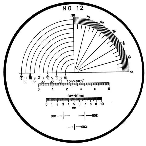 Picture of Mitutoyo 183-113 Reticle #12 for Pocket Comparator