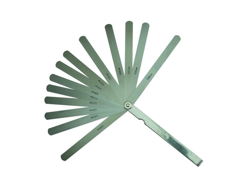 Picture of Mitutoyo 184-302S 0.03-0.5mm, 150mm Length, Thickness Gage Set, 13 Leaves (0.03-0.1mm By 0.01mm, 0.2-0.5mm By 0.1mm, 0.15mm)
