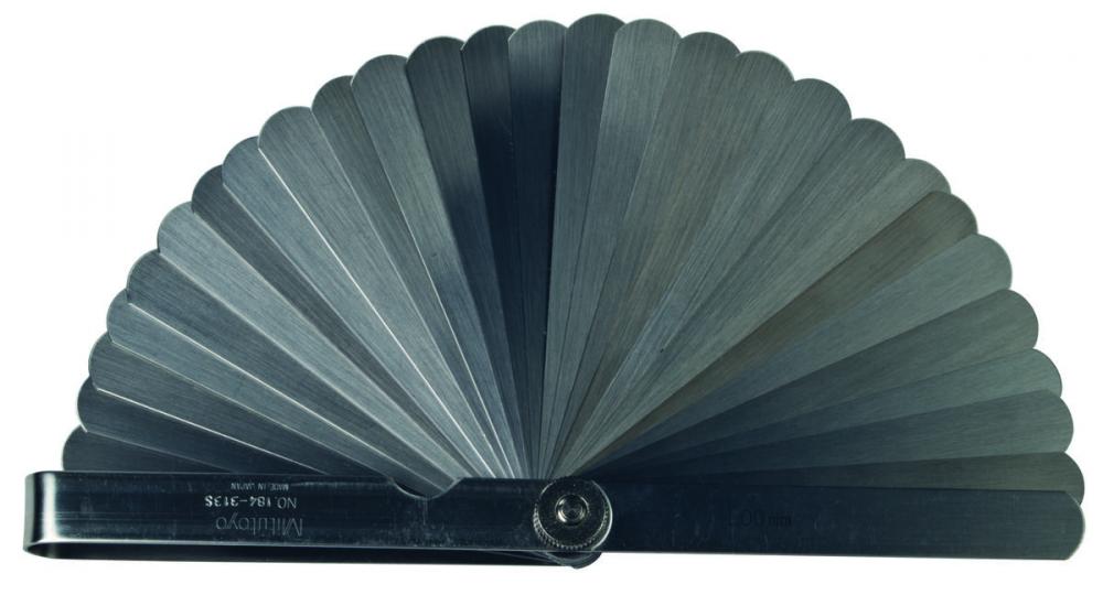Picture of Mitutoyo 184-313S 0.05-1mm, 100mm Length, Thickness Gage Set, 28 Leaves (0.05-0.15mm By 0.01mm, 0.2-1mm By 0.05mm)