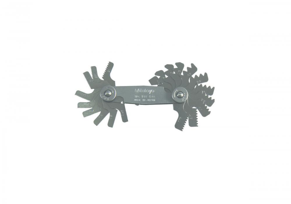 Picture of Mitutoyo 188-130 0.35-6mm, 60 Degrees, Screw Pitch Gage Set, 22 Leaves (0.35, 0.4, 0.45, 0.5, 0.6, 0.7, 0.75, 0.8, 1, 1.25, 1.5, 1.75, 2-6 By 0.5mm) (60 Degree Angle Gage)