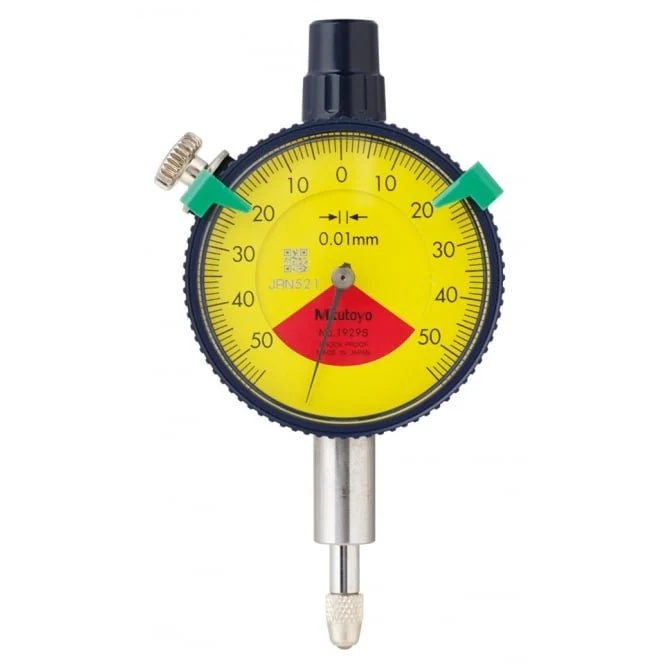 Picture of Mitutoyo 1929S 0.01mm, 1mm/1.4mm Dial Indicator, 50-0-50, Lug Back, 8mm Stem, Series 1, Compact One Rev, Shockproof