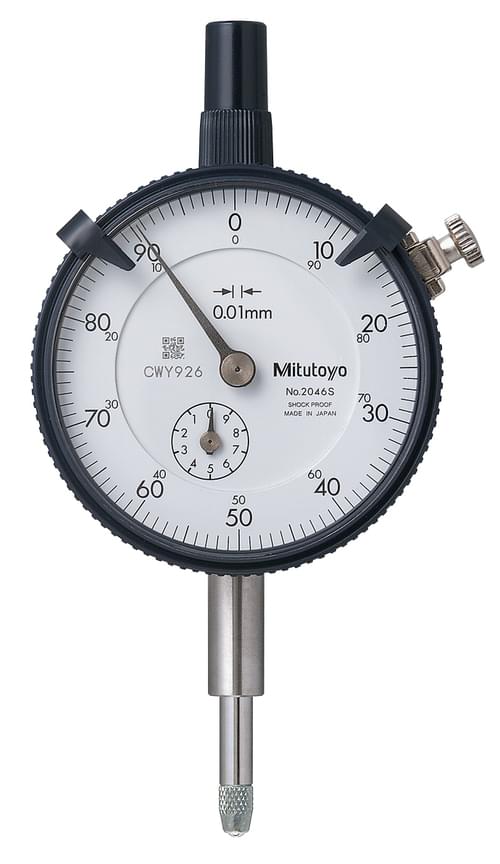 Picture of Mitutoyo 2046S 0.01mm, 10mm/(1mm Per Rev) Dial Indicator, 0-100, Lug Back, 8mm Stem, Series 2