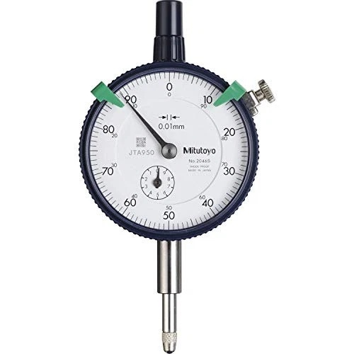 Picture of Mitutoyo 2046Sb 0.01mm, 10mm/(1mm Per Rev) Dial Indicator, 0-100, Flat Back, 8mm Stem, Series 2