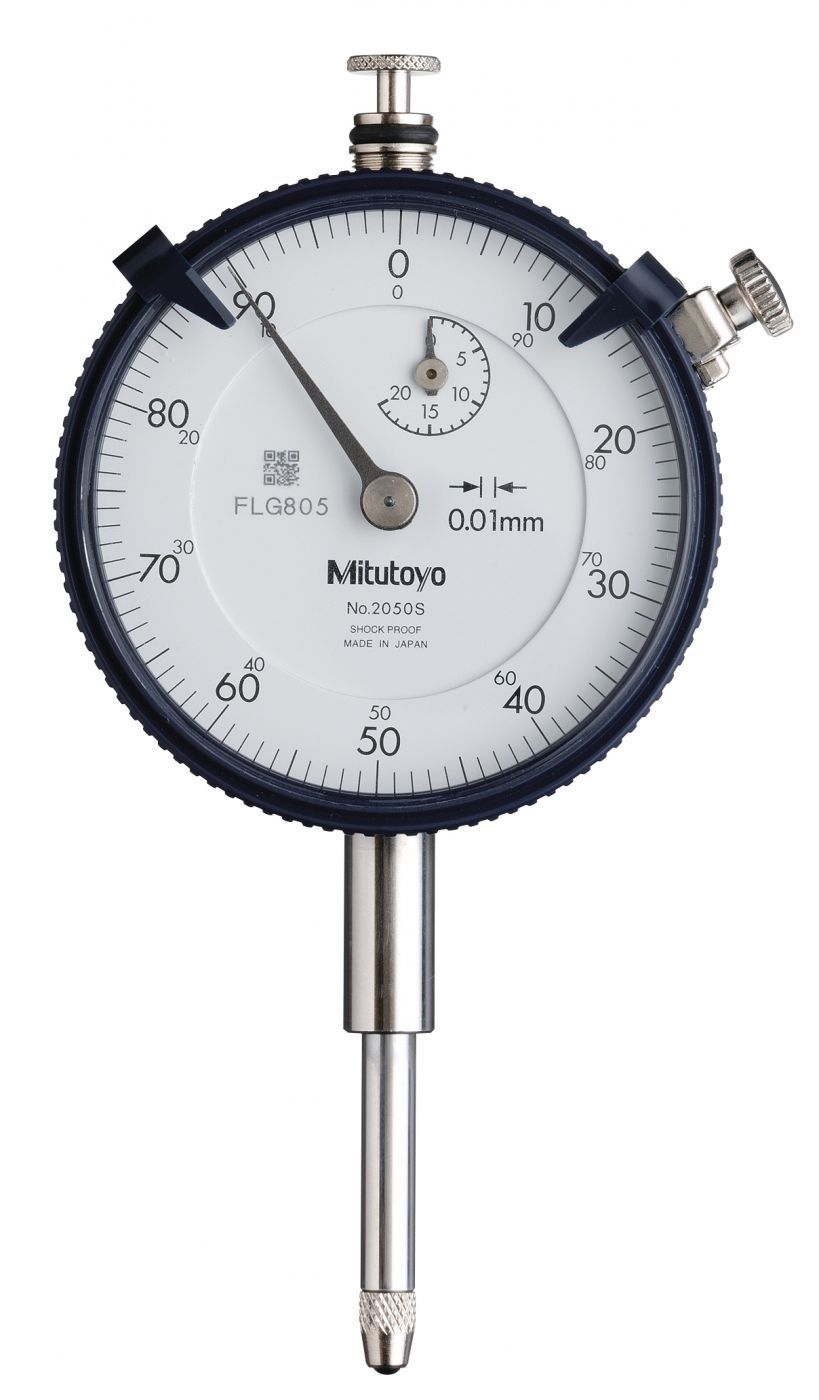 Picture of Mitutoyo 2050S 0.01mm, 20mm/(1mm Per Rev) Dial Indicator, 0-100, Lug Back, 8mm Stem, Series 2