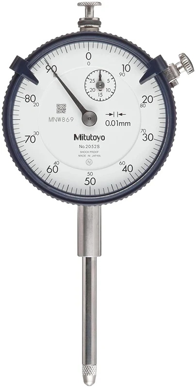 Picture of Mitutoyo 2052S 0.01mm, 30mm/(1mm Per Rev) Dial Indicator, 0-100, Lug Back, 8mm Stem, Series 2, Damper