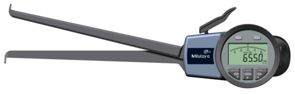 Picture of Mitutoyo 209-905 Digimatic Caliper Gage, internal tube thickness measurement, 0.59 - 2.56”/ 15-65mmrange, .001 inch/.02mm resolution, .0024"/0.06mm Accuracy, 7.4"/188mm max measuring Depth L, 196"/5mm max groove A, .087"/2.2mm min groove width B, Ball Ø.06"/1.5mmdiameter Type of measuring contact, 415 grams mass