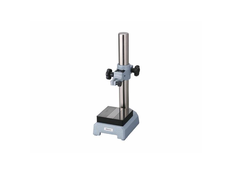 Picture of Mitutoyo 215-405-10 110X110mm Stage, Comparator Stand, For Indicators And Linear Gages, Serrated Anvils, 3/8 In And 8mm Diameter Stem Holes, 275mm Travel, With 1mm Fine Feed AdjuSTMent