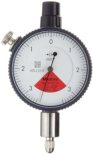 Picture of Mitutoyo 2910S-10 .0001 In, .008 In/.01 In Dial Indicator, 4-0-4, Lug Back, 3/8 In Stem, Series 2, One Rev, Shockproof, Jeweled