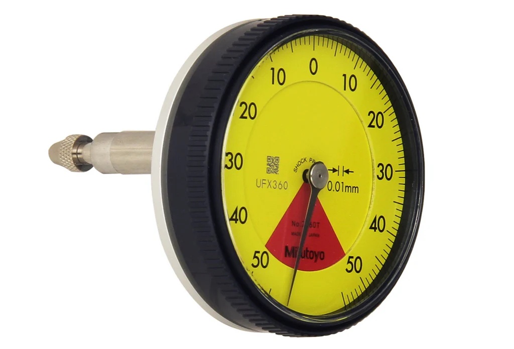 Picture of Mitutoyo 2960T 0.01mm, 1mm/1.27mm Back Plunger Dial Indicator, 50-0-50, Series 2, 8mm Stem, One Rev, Shockproof
