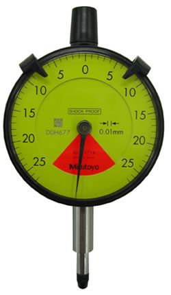 Picture of Mitutoyo 2971Tb 0.01mm, 0.5mm/0.7mm Dial Indicator, 25-0-25, Flat Back, 8mm Stem, Series 2, One Rev, Shockproof, Dustproof