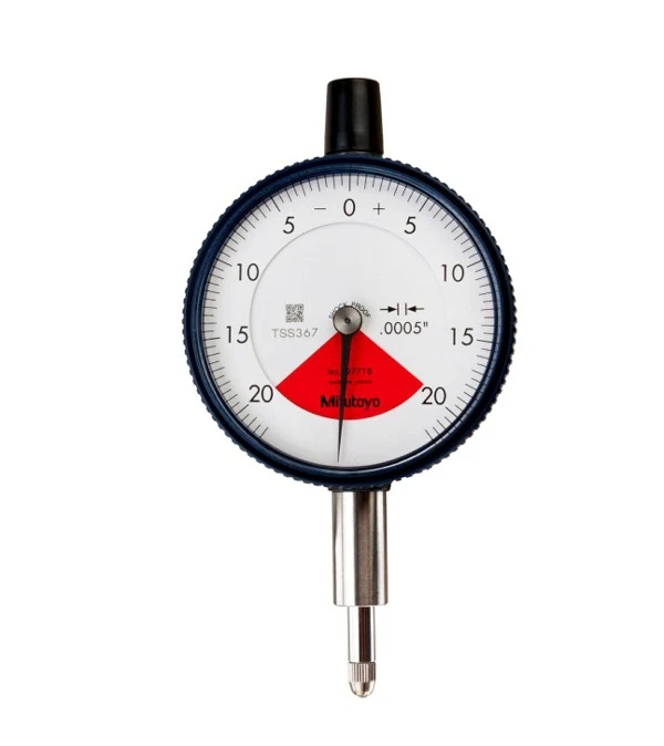 Picture of Mitutoyo 2977Tb .0005 In, .04 In/.055 In Dial Indicator, 20-0-20, Flat Back, 3/8 In Stem , Series 2, One Rev, Shockproof, Dustproof