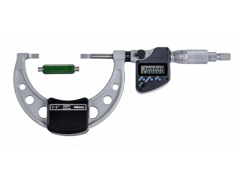 Picture of Mitutoyo 422-332-30 2-3 In/50.8-76.2mm, .00005 In/0.001mm Digimatic Blade Micrometer, .75mm Blade Thickness, Non-Rotating Spindle, With Spc Data Output, Ratchet Stop
