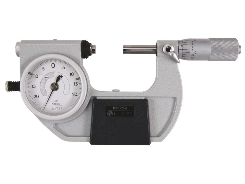 Picture of Mitutoyo 510-132 1-2 In, .00005 In, Dial Indicating Micrometer, Carbide Steel Tip, With Standard