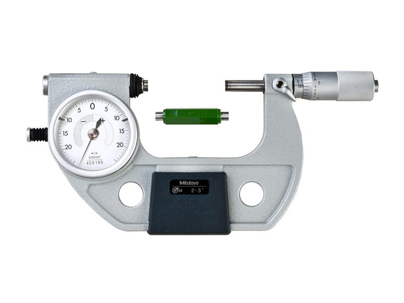 Picture of Mitutoyo 510-133 2-3 In, .00005 In, Dial Indicating Micrometer, Carbide Steel Tip, With Standard