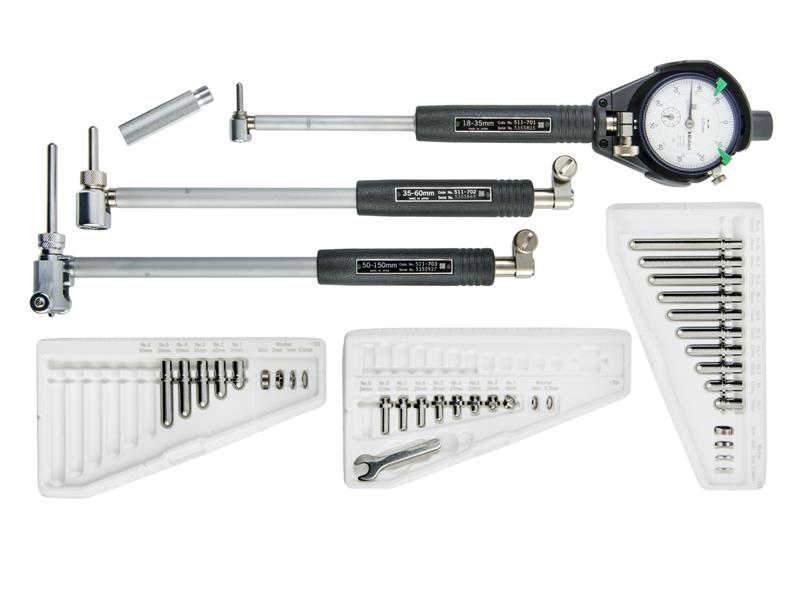 Picture of Mitutoyo 511-921 Bore Gage 18-150mm 3 Pc Set, 8mm Stem Diam Cg-35,60,150Ax/2046Sb