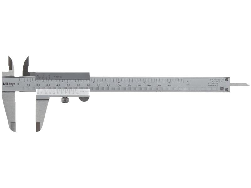 Picture of Mitutoyo 530-316 0-150mm/0-6 In, 0.02mm/.001 In, Vernier Caliper, Dual Scale