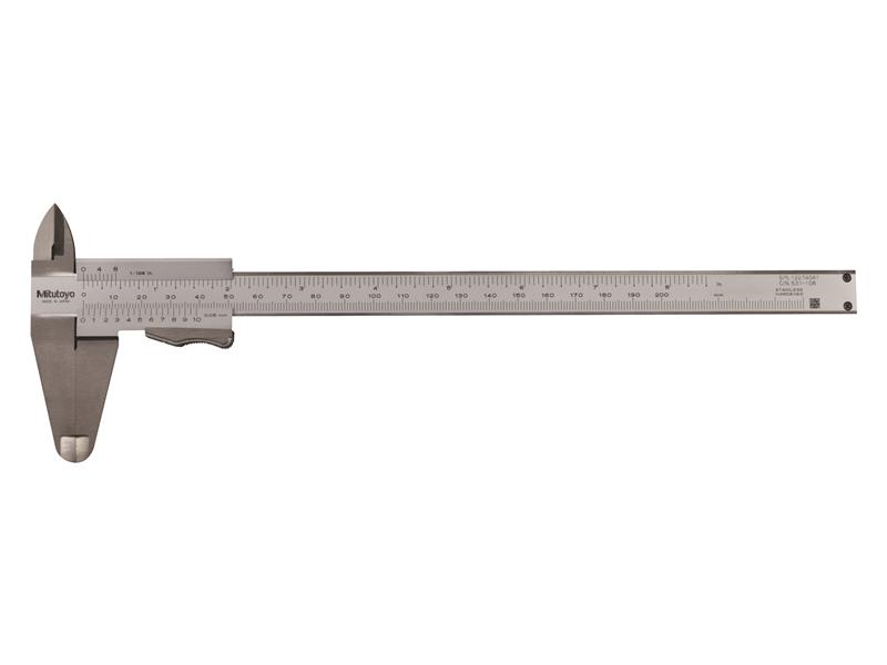 Picture of Mitutoyo 531-108 0-200mm/0-8 In, .05mm/1/128 In, Vernier Caliper, Thumb Clamp, Dual Scale