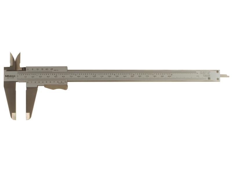 Picture of Mitutoyo 531-129 0-200mm/0-8 In, .02mm/.001 In, Vernier Caliper, Thumb Clamp, High Accuracy, Dual Scale