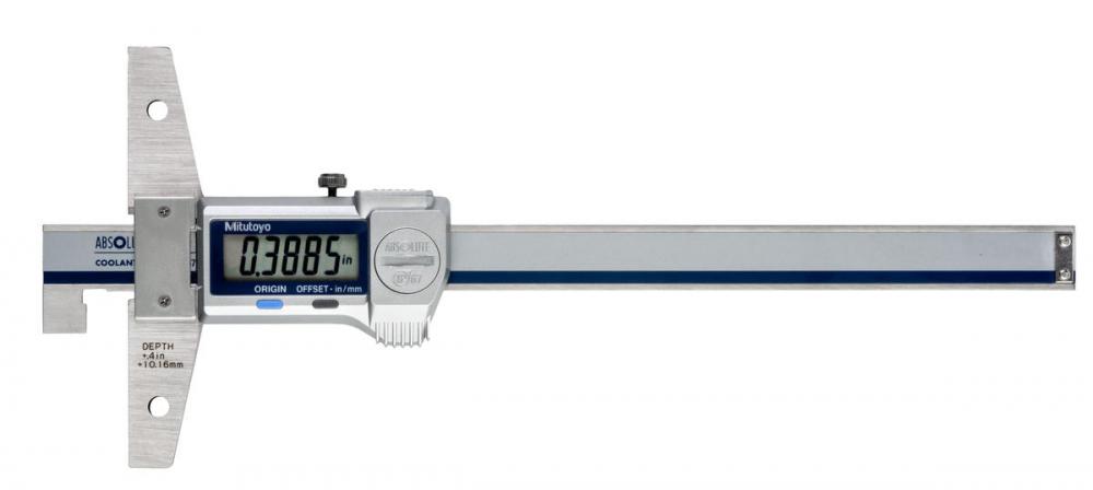 Picture of Mitutoyo 571-264-20 Absolute digimatic depth gage, Hook-End type, 6in/150mm range, .0005in/.01mm resolution, 578g