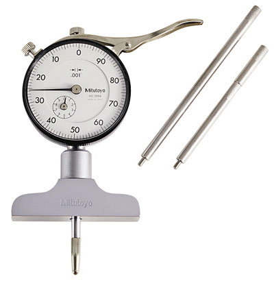 Picture of Mitutoyo 7217S 0-8 In, 1 In Stroke, .001 In Dial Depth Gage, With 2.5 In Base, 4pc (.5 In 1 In, 2 In, 4 In)